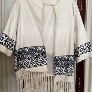 Zara Cream Kimono with Blue Details